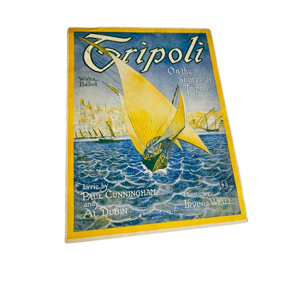 1919 On the Shores of Tripoli Sheet Music Waltz Ballad Witmark Cunningham